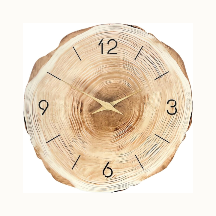 Auckland | Wooden Ring Wall Clock with Natural Grain Design & Silent Movement