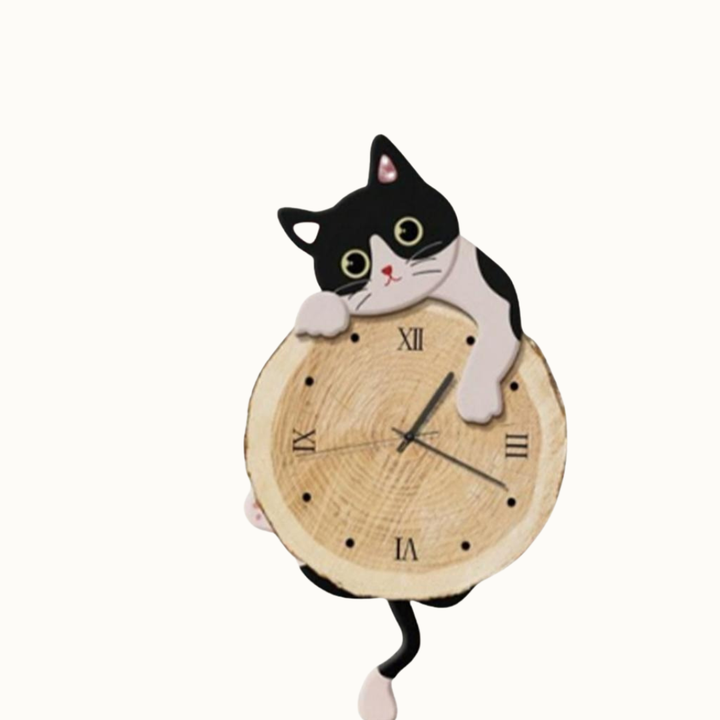 Osaka | Cartoon Cat Wall Clock with Swing Tail Design