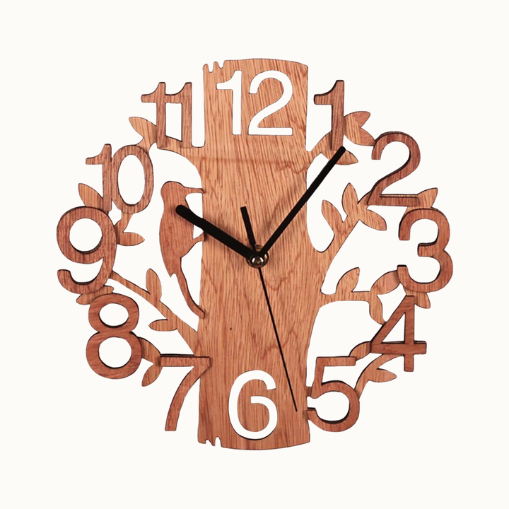 Zurich | Wooden Tree Wall Clock with Sculpted Design