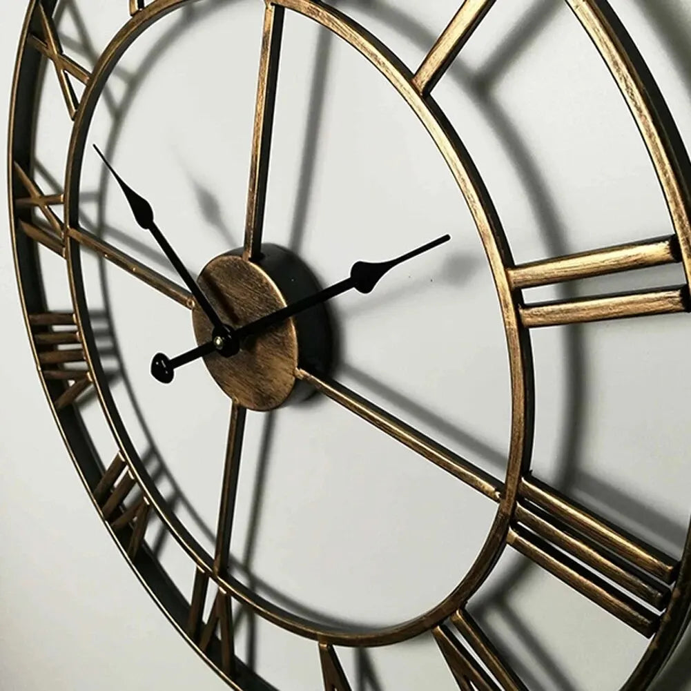 London | Large Metal Wall Clock with Roman Numerals