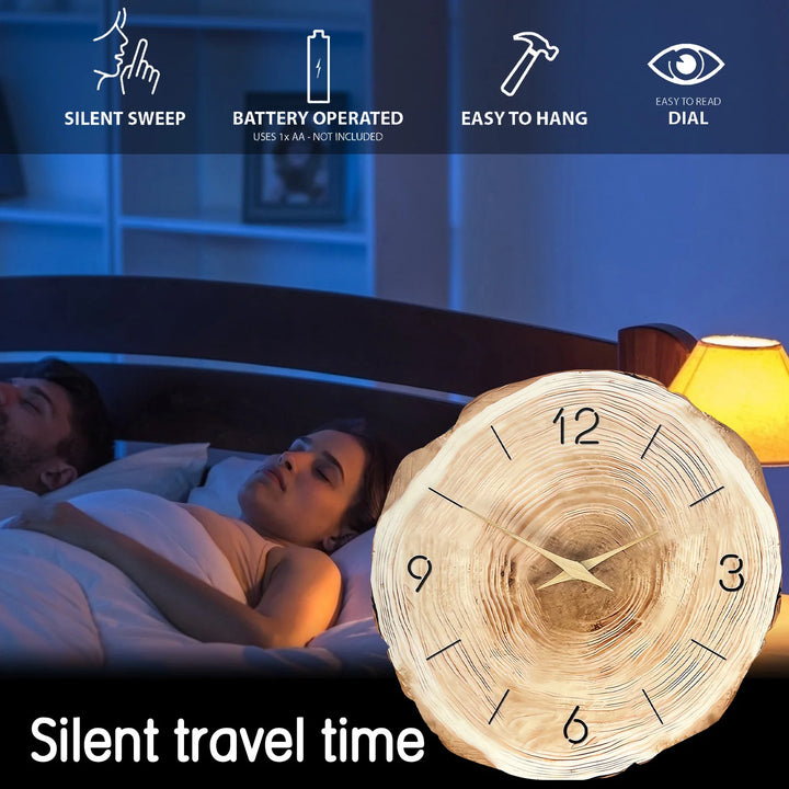 Auckland | Wooden Ring Wall Clock with Natural Grain Design & Silent Movement