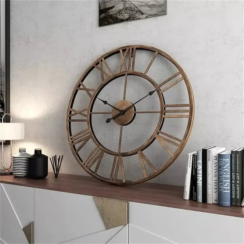 London | Large Metal Wall Clock with Roman Numerals