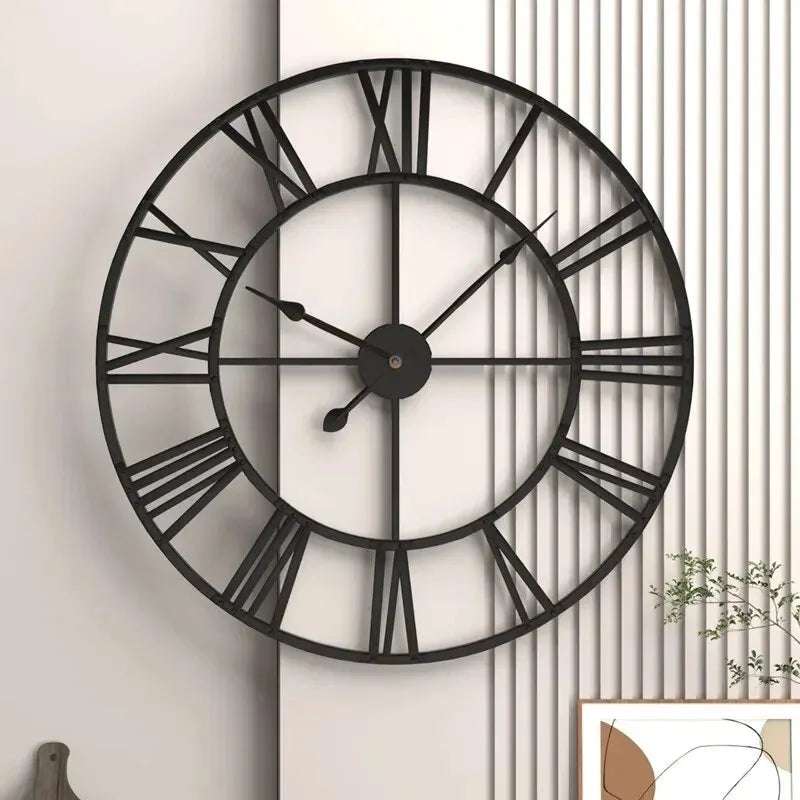 London | Large Metal Wall Clock with Roman Numerals