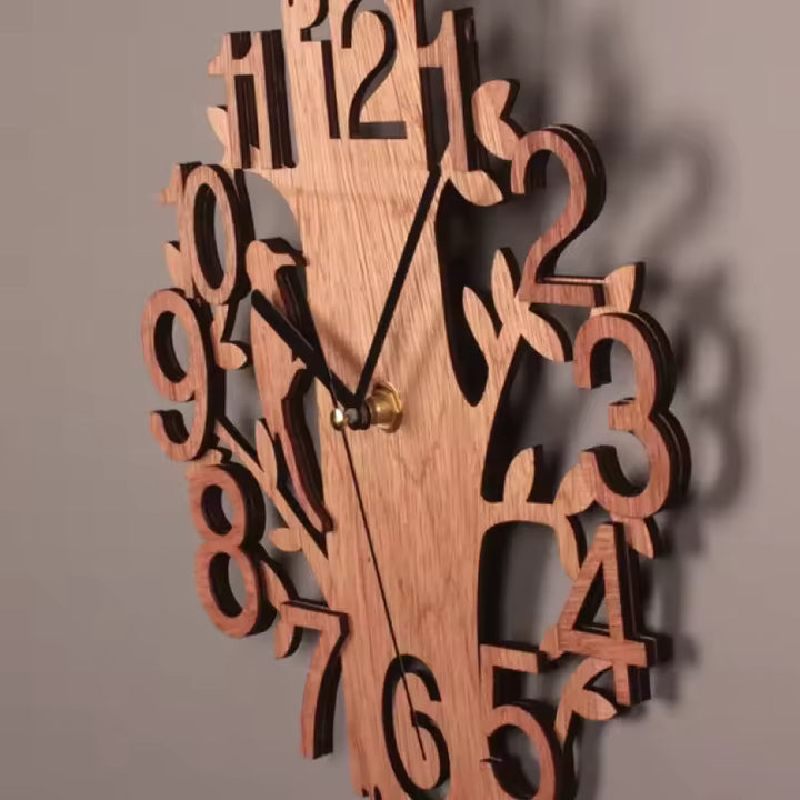 Zurich | Wooden Tree Wall Clock with Sculpted Design