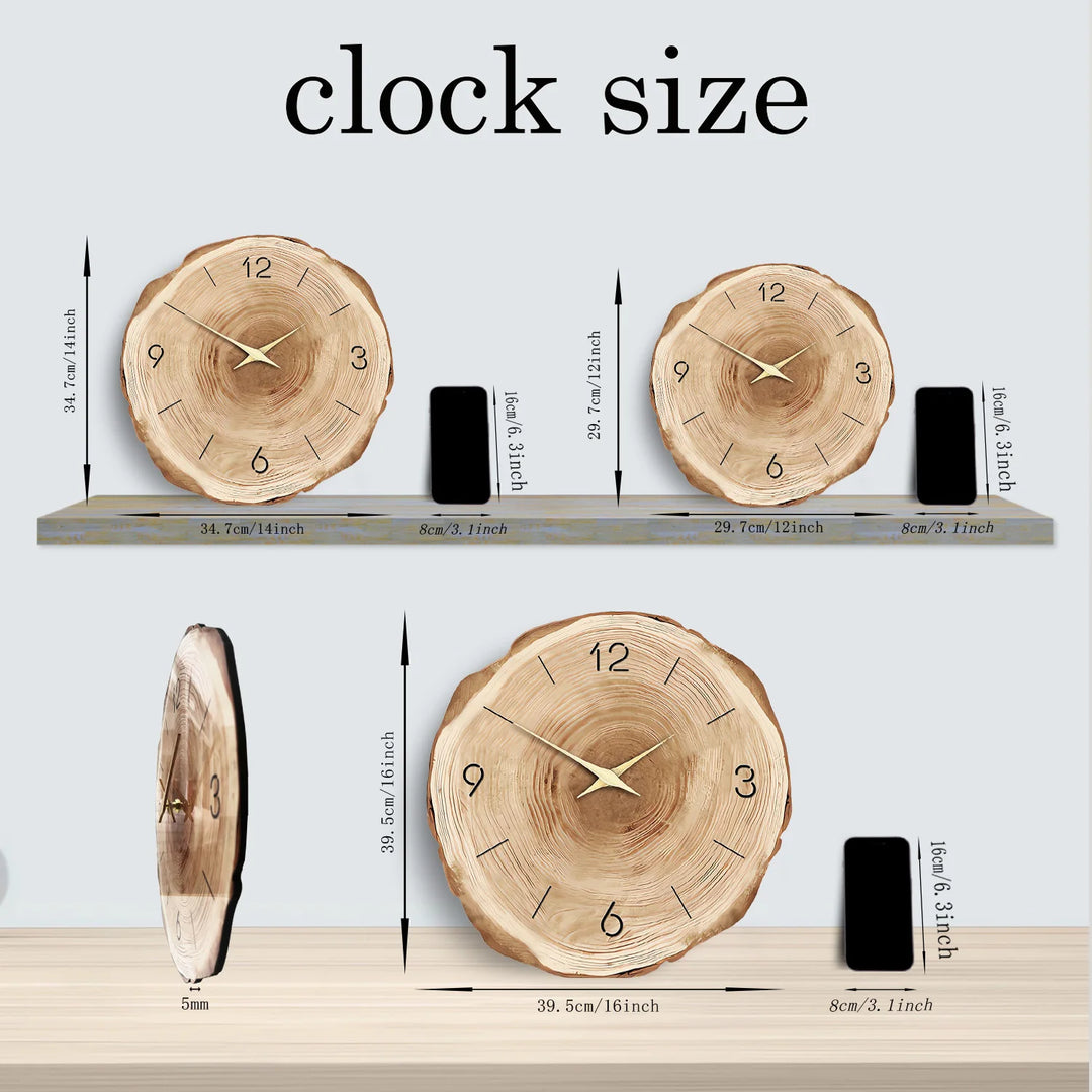 Auckland | Wooden Ring Wall Clock with Natural Grain Design & Silent Movement