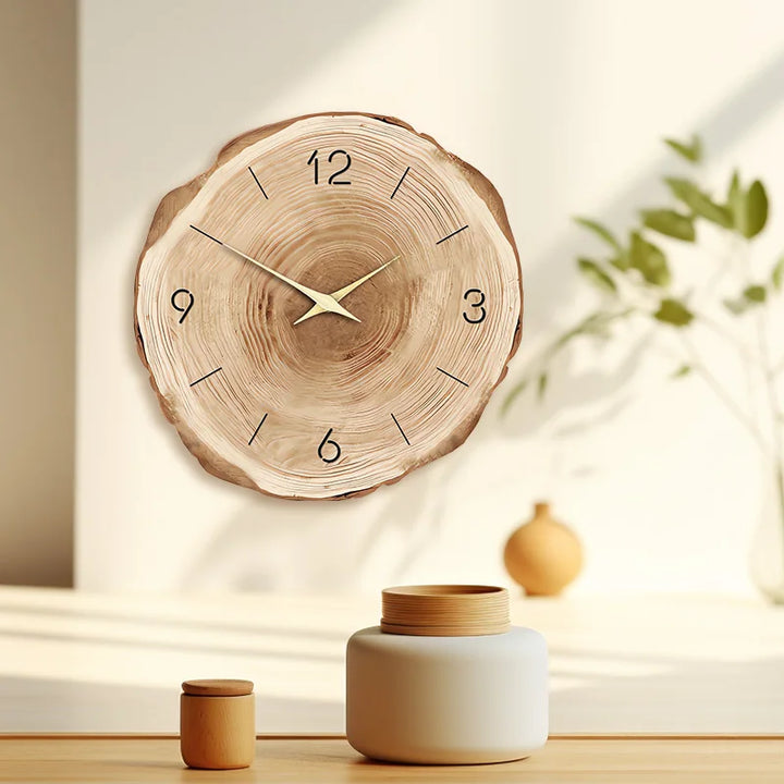 Auckland | Wooden Ring Wall Clock with Natural Grain Design & Silent Movement