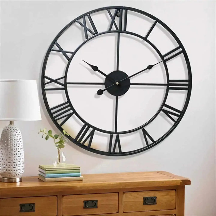 London | Large Metal Wall Clock with Roman Numerals