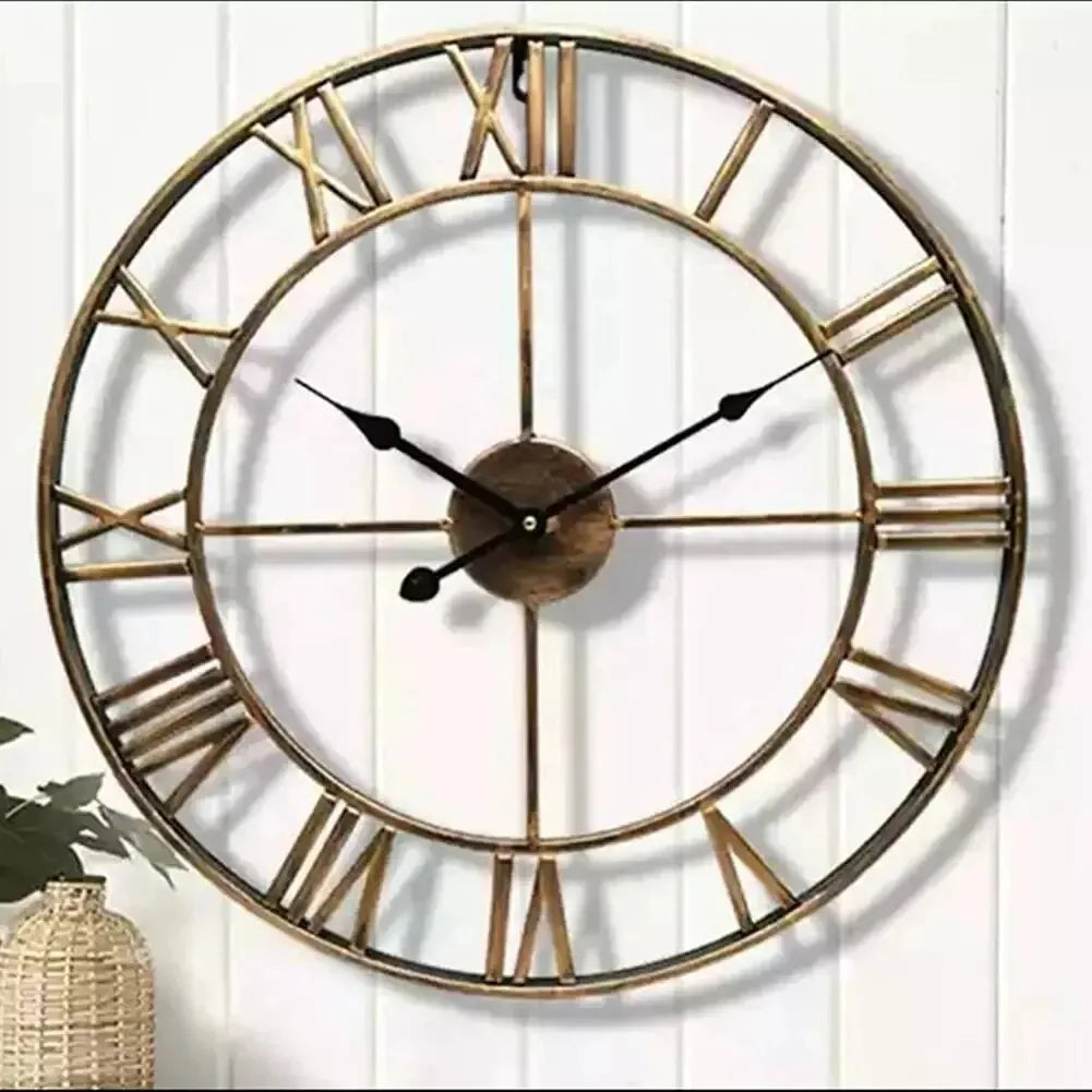 London | Large Metal Wall Clock with Roman Numerals