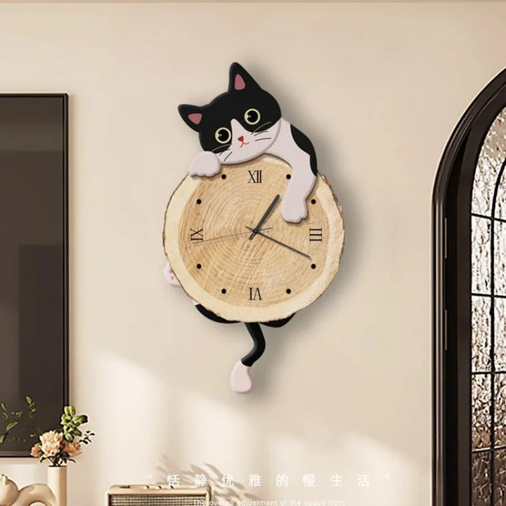 Osaka | Cartoon Cat Wall Clock with Swing Tail Design