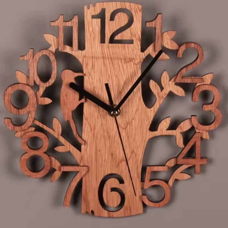Zurich | Wooden Tree Wall Clock with Sculpted Design
