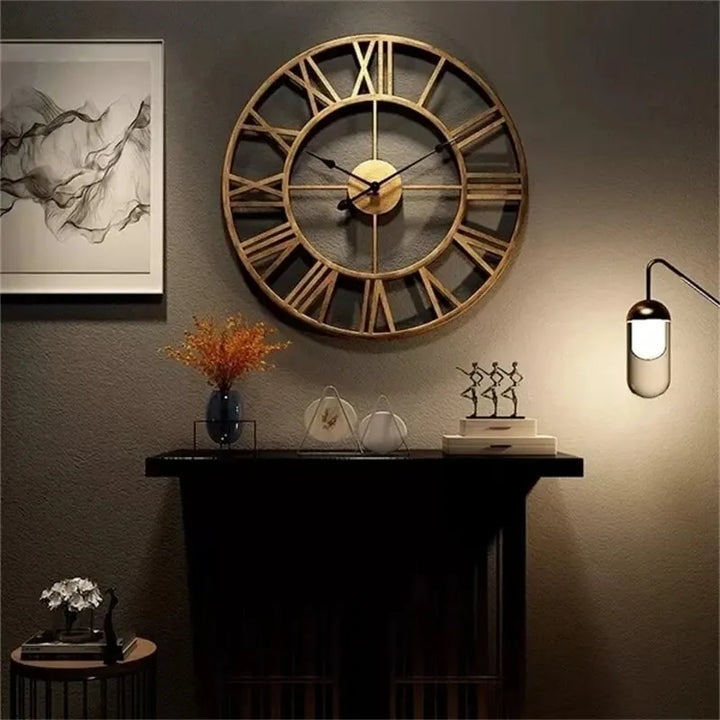 London | Large Metal Wall Clock with Roman Numerals